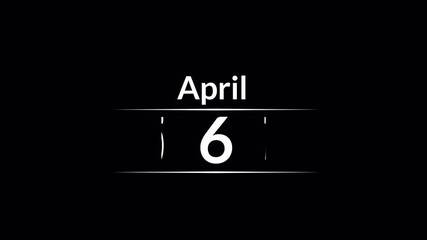  April full Month calendar animation on a transparent background. April month calendar animation, 30 days Calendar animation of April with alpha channel in 4k.