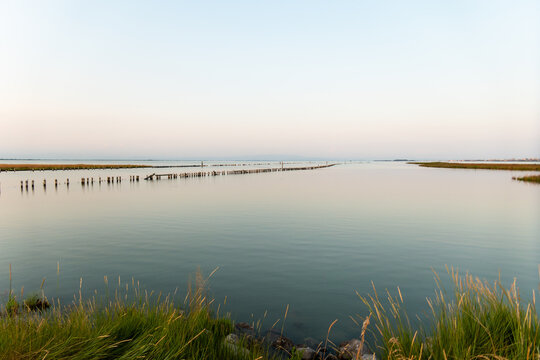 Tranquil Marano Lagoon near Lignano at sunset, Italy