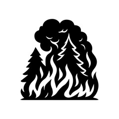 Wildfire disaster icon silhouette, fire in the forest flames simple illustration.