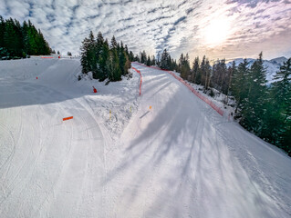 Winter ski resort Passy Plaine Joux, Alps, France