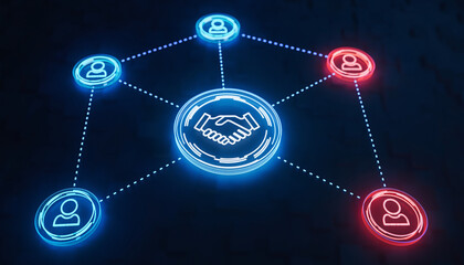 Networked Partnership: A visual representation of collaboration and agreement, highlighting interconnected nodes symbolizing individuals or entities coming together.