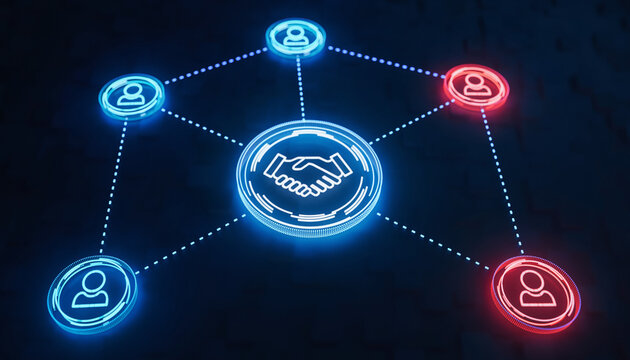 Networked Partnership: A visual representation of collaboration and agreement, highlighting interconnected nodes symbolizing individuals or entities coming together.