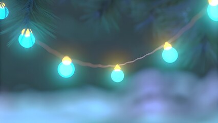 warm yellow fairy lights blurred into soft bokeh, dark green holiday background, cozy festive glow, depth of field effect, subtle vignette edges, clean center for text or layout
