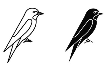 Perched Bird Outline and Silhouette animal wildlife