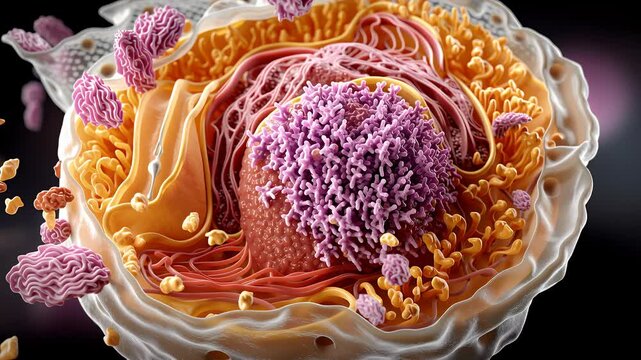 Dynamische 3D-Animation einer biologischen Zelle in Nahaufnahme