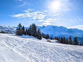 Fototapeta premium Winter ski resort Passy Plaine Joux, Alps, France