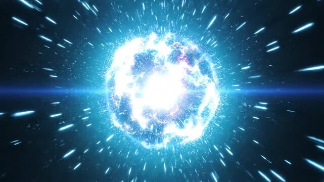A celestial shooting star with a glowing blue energy core and light trails, isolated on a transparent background for dynamic effect