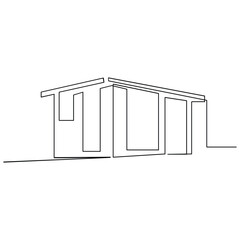 Vector modern architecture of house, one continuous line drawing isolated on white background
