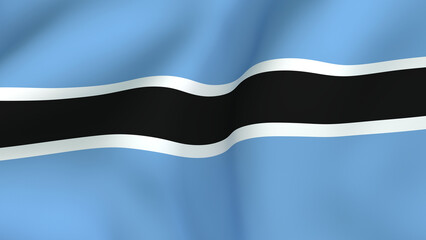 Waving Botswanan flag fabric background texture, national symbol of the Republic of Botswana