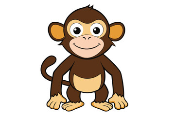 Smiling monkey is shielding his eyes with his hand looking to the distance
