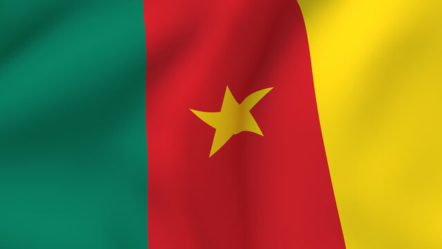Waving Cameroonian flag fabric background texture, national symbol of the Republic of Cameroon