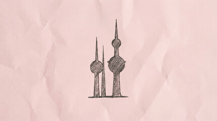 Kuwait National Day celebration featuring notable landmarks and cultural symbols