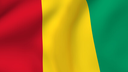 Fototapeta premium Waving Guinean flag fabric background texture, national symbol of the Republic of Guinea