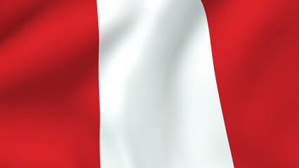 Waving Flag of Peru, National Symbol with Red and White Vertical Stripes, Fabric Texture