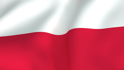 Obraz premium Waving Flag of Poland, National Symbol Featuring Horizontal White and Red Stripes