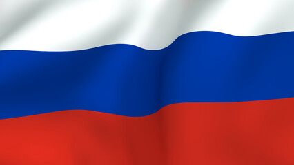 Waving Flag of Russia, National Symbol Featuring Horizontal White, Blue, and Red Stripes