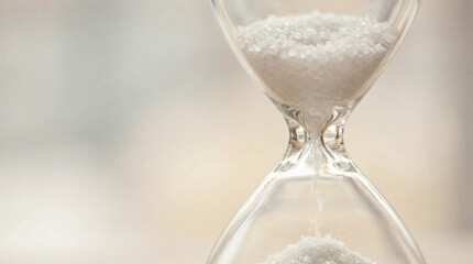 Hourglass with white sand flowing