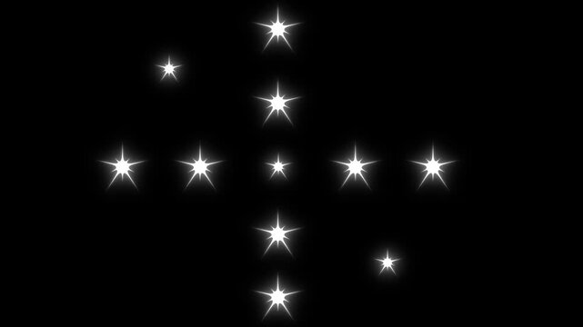 sparkling stars Shine animation,twinkle stars overlay screen, flat vector doodles, sparkle glitter light effect, star motion graphics effects for 2d cartoon animation on black screen background.4K