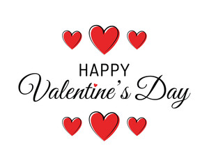 Vector Happy Valentine's Day Text With Red Hearts
