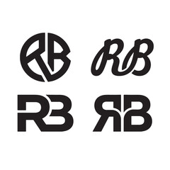 Obraz premium Versatile RB Logo Design Monogram Collection: Modern Black and White Vector Brand Identity for Creative Business Solutions.