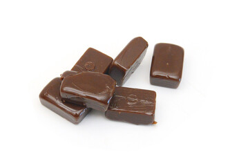 Coffee candies isolated on white background