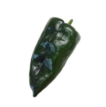 Stack dark green poblano peppers isolated on white 