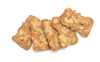 Small stack of macadamia nut and white chocolate cookies.