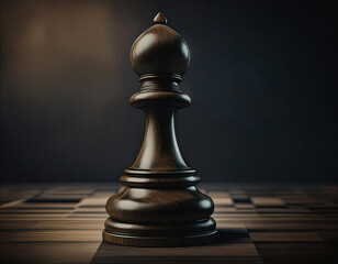 Realistic Wooden Chess Pawn on Chessboard, Luxury Polished Wood Texture with Natural Grain, 3D Render of Classic Strategy Game Piece