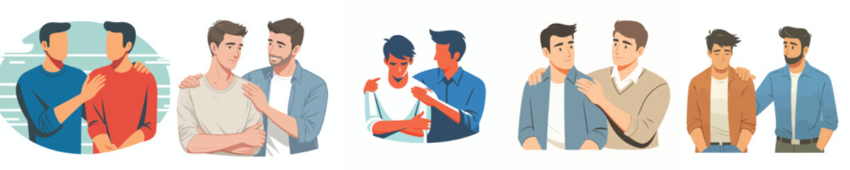 Fototapeta premium man gives support to friend with hand on shoulder gesture