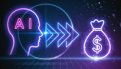AI and Financial Growth: An innovative graphic portraying the powerful synergy between artificial intelligence and financial prosperity, where ideas generate wealth.