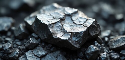 Platinum ore texture background for banners. Shows expensive platinum rock with metallic surface. Concept for wealth finance gem stone mining business. Horizontal wallpaper for crypto forex traders.