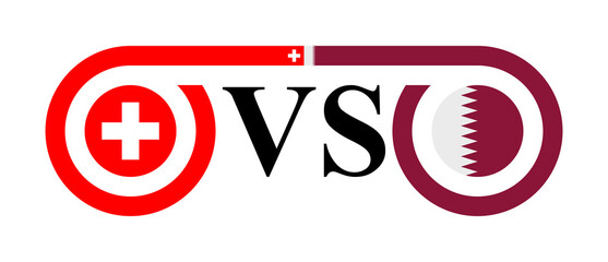 concept between switzerland vs qatar. vector illustration isolated on white background