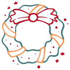 Festive Christmas Wreath Illustration Sticker