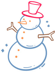 Snowman with Top Hat and Scarf Sticker