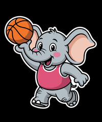 Cute Elephant Playing Basketball Funny Humorous