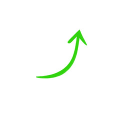 Green curve arrow icon symbol on transparent background.