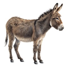 Obraz premium A full body studio portrait of a brown donkey standing calmly with its head slightly turned to the right