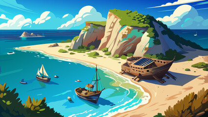 Aerial cinematic drone view of Navagio Beach, also known as Shipwreck Beach, in Zakynthos, Greece. Crystal turquoise waters, dramatic cliffs, and the iconic rusting ship create a breathtaking