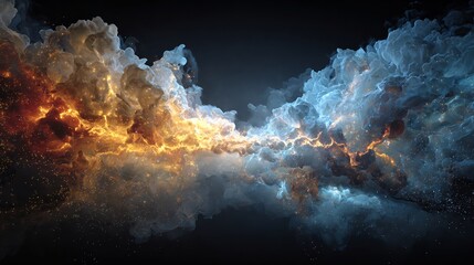 Fototapeta premium Particle probability cloud forming cosmic structures abstract visualization of quantum chaos creating order artistic physics design