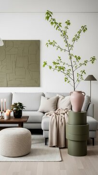 Elegant living room with modern decor and natural light