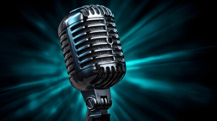 Vintage microphone on stage performing live sound