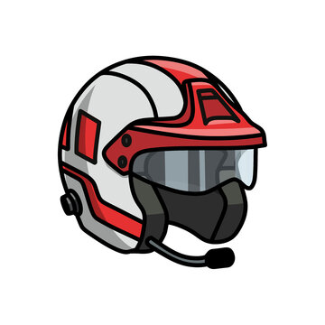 Professional Rally Driver Racing Helmet, Cartoon PNG Illustration.