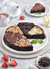 Brownies, a chocolate delicious cake suitable for drinking tea with friends