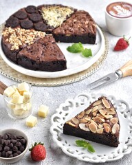 Brownies, a chocolate delicious cake suitable for drinking tea with friends