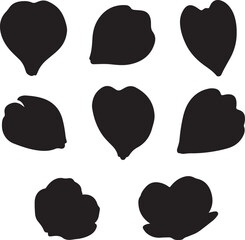 Black Silhouettes of Various Petal Shapes flower petal
