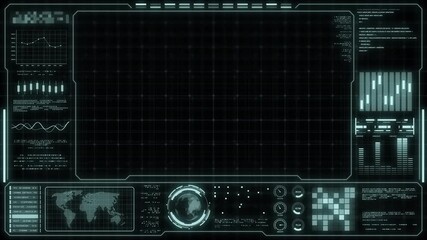 Digital HUD futuristic background motion graphic element cyber generated. Future technology interface data sci-fi display screen. Artificial intelligent analytic simulation, loop able video background - Powered by Adobe