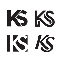 Modern KS monogram logo design collection, featuring abstract typography branding concepts rendered in bold black vector graphics for versatile professional use.