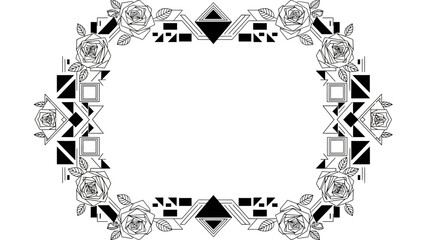 Elegant floral frame with geometric shapes, perfect for invitations or announcements