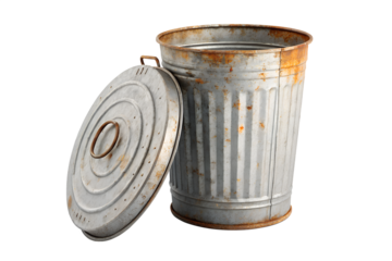 Old Rusty Galvanized Metal Trash Can Lid Off Vintage Garbage Bin 3D Render