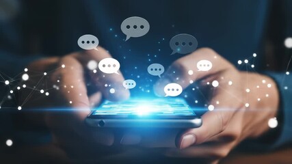 Futuristic Smartphone Messaging: Chat Bubbles and Network Connections Illustrate Digital Communication - Powered by Adobe
